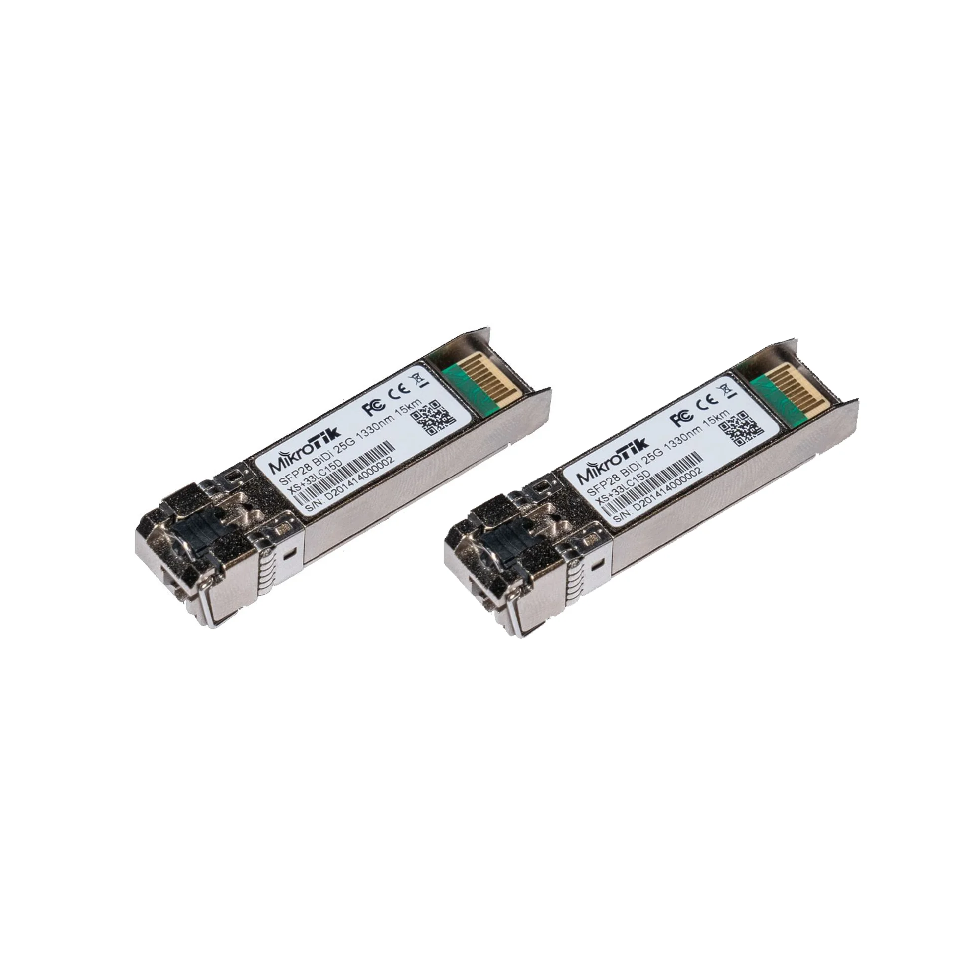 Комплект модулей Mikrotik SFP/SFP+/SFP28, дальность до 15км, 1270nm + 1330nm, SM, LC