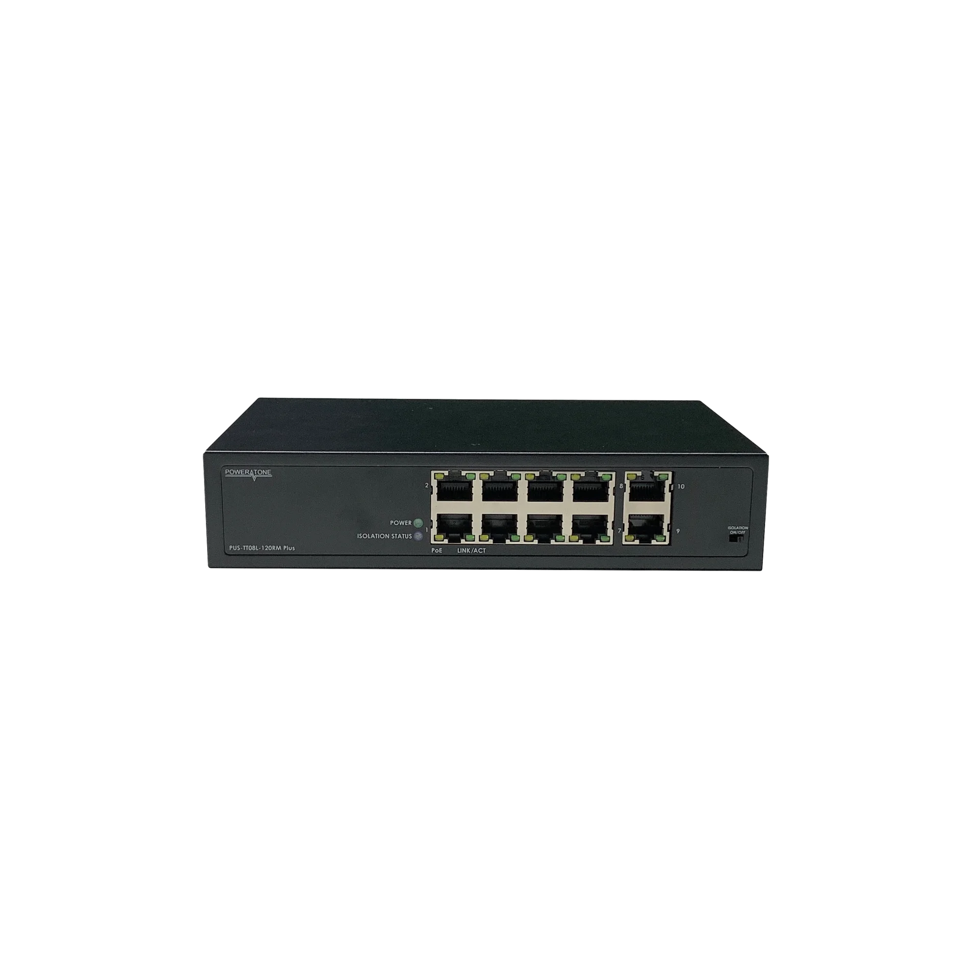 Неуправляемый 8 портовый PoE коммутатор PUS-TT08L-120RM Plus с изоляцией портов и возможностью установки в стойку