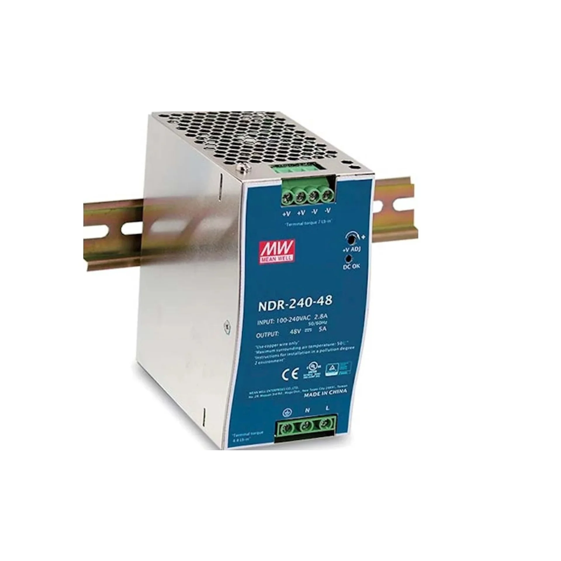 NDR-240-48 Блок питания на DIN-рейку, 48В, 5А, 240Вт Mean Well